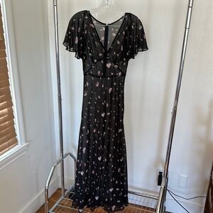 Elegant Black Floral Nightgown